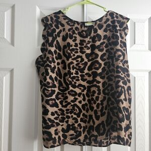 Leopard Print Sleeveless Women's Top - Brown